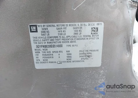 2016 Cadillac Srx Luxury Collection from USA, damaged, VIN 3GYFNBE38GS514900